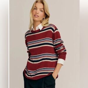 Reformation Cashmere Striped Crewneck Oversized Sweater
